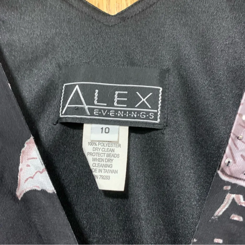 Alex Evenings  Black Floral Blouse with Sheer Jacket - Size 10 - Image 5