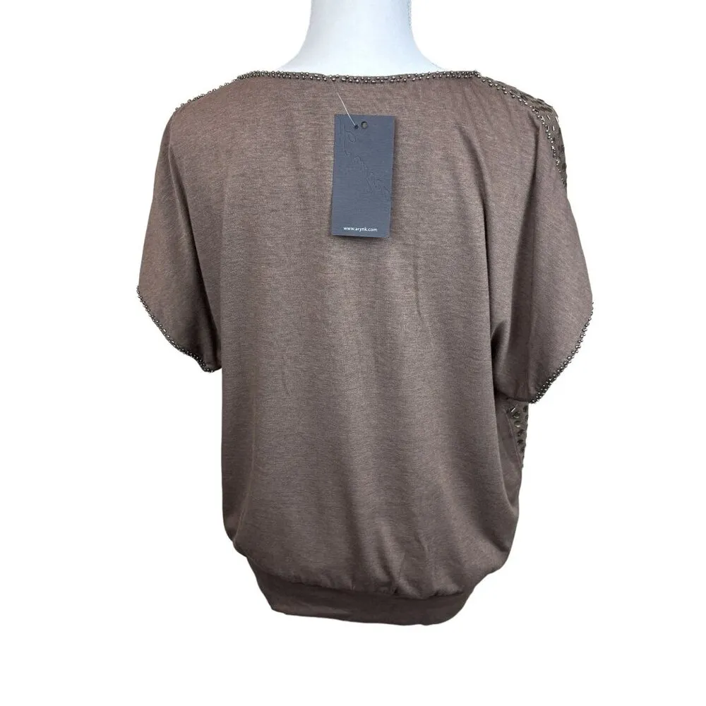 Aryn K. blouse, size Medium. beaded, geometric, casual, NWT, office, vacation - Image 7