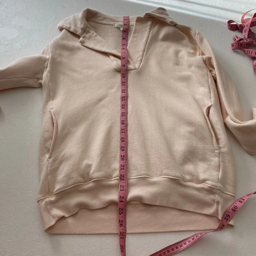 A.L.C. Blush Pink Collared Sweatshirt | Pullover Fleece Top Size XS - Image 5