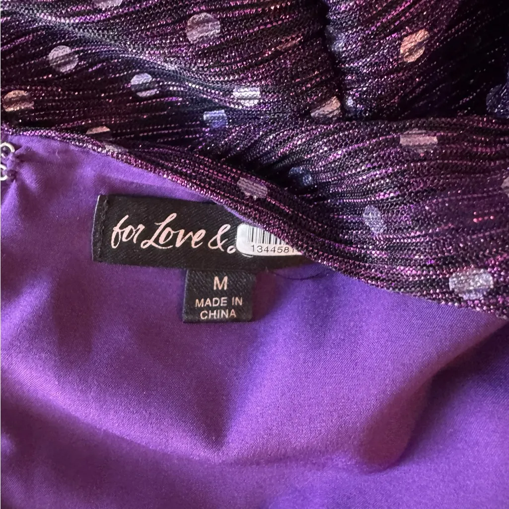 For Love & Lemons -  La Villette Metallic Polka Dot Mini Dress Purple Sz M - Image 10