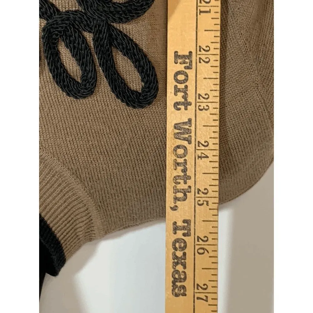 Bob Mackie Womens Jacket Full Zip Embellished Floral Knitted Brown XL - Image 5