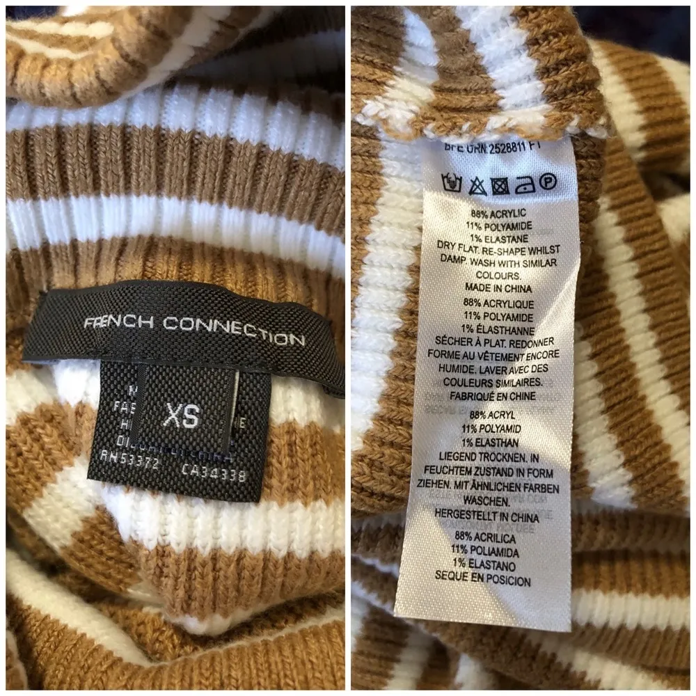 NWT FRENCH CONNECTION Stripe Micro Ribbed Turtleneck Sweater Size XS - Image 6