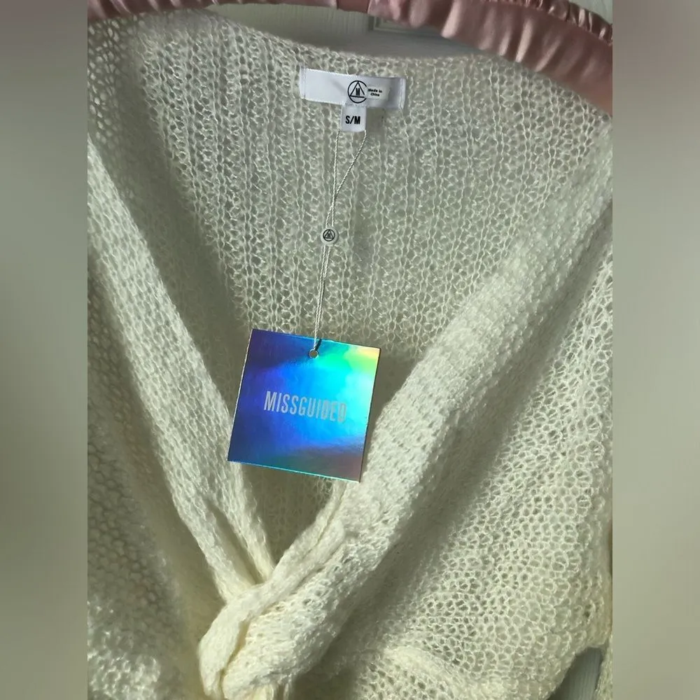 New misguided twist front jumper knit sweater pullover top, size S/M - Image 3