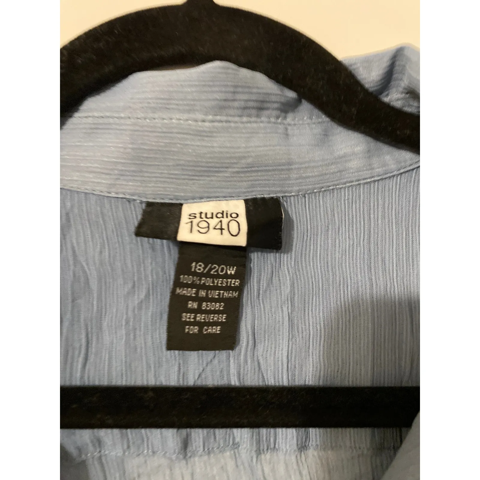 Flare Sleeve Crinkle Ruffle Drape Blue Blouse Top 18 Silky Ethereal Bohemian Fem - Image 3