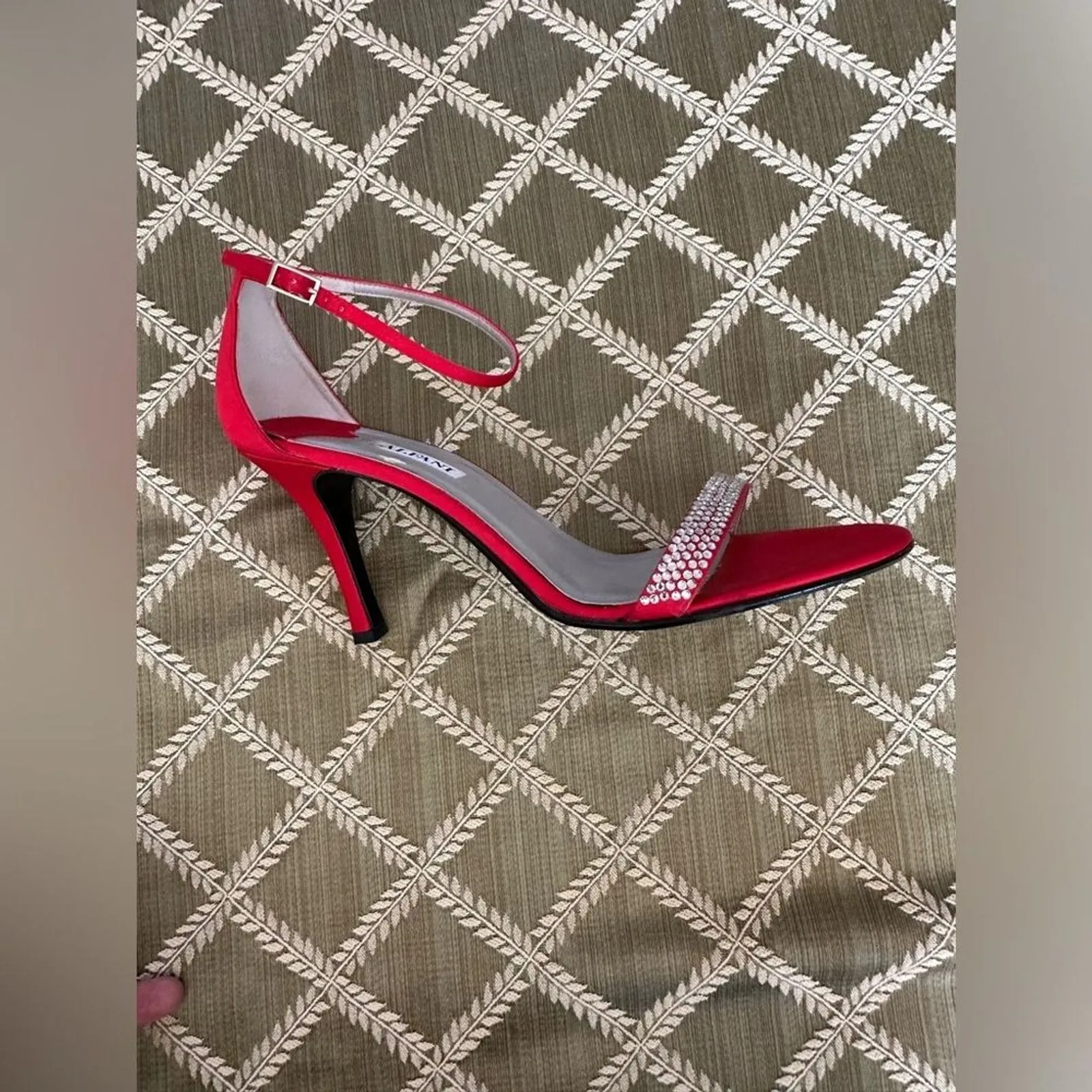 Alfani Shoes Ashton Red Sparkle Heels Size 10M 3 1/2” Heel Straps - Image 12