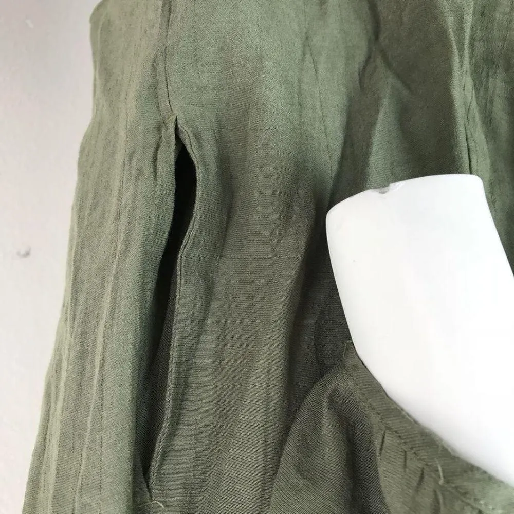 AS KNOW AS PINKY Dress Olive Green Shift Pleated Size M - Image 7