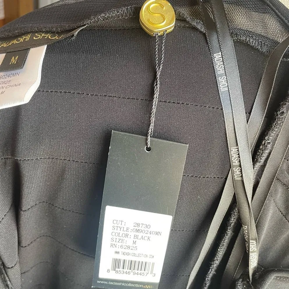 NWT Tadashi Shoji Black Sheer Stripe Sleeveless Cocktail Dress Size Medium - Image 8