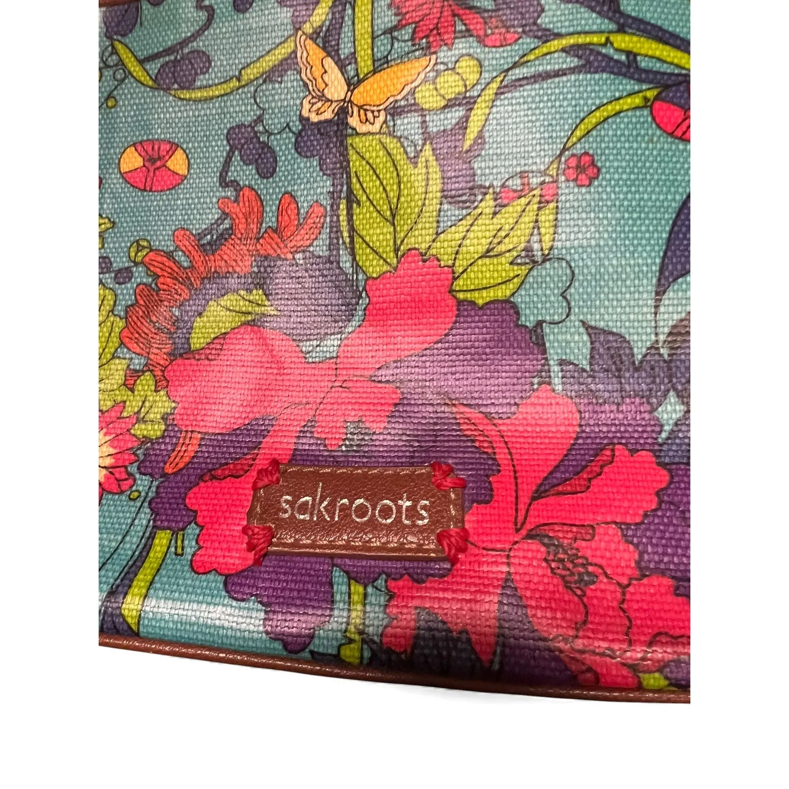 Sakroots Artist Circle floral double zip coated canvas crossbody bag purse women - Image 5