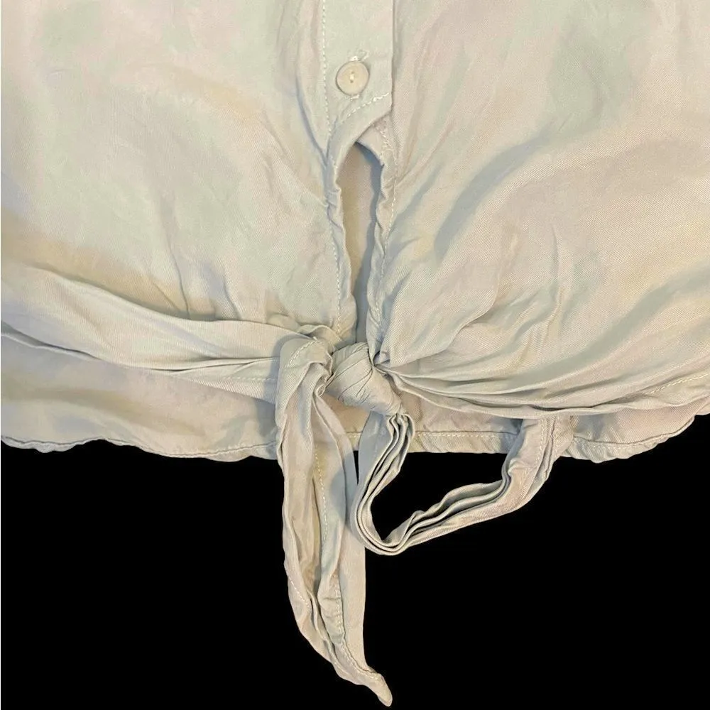 Karlie Pale Blue Button Down with Tie Bottom Shirt - Image 2