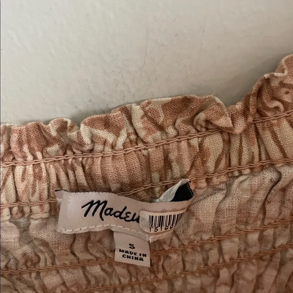 Madewell Linen-Blend Lucie Smocked Tank Mini Dress Painted Seashells Tawny Sand - Image 7