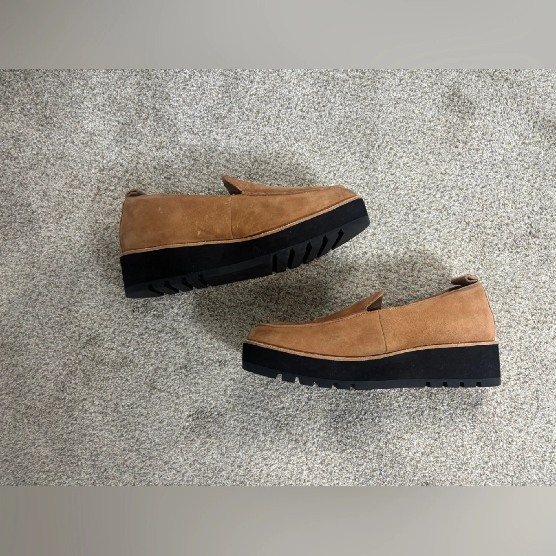 Eileen Fisher Suede Ells Platform Loafer Cognac Size 8 neutral business casual - Image 10