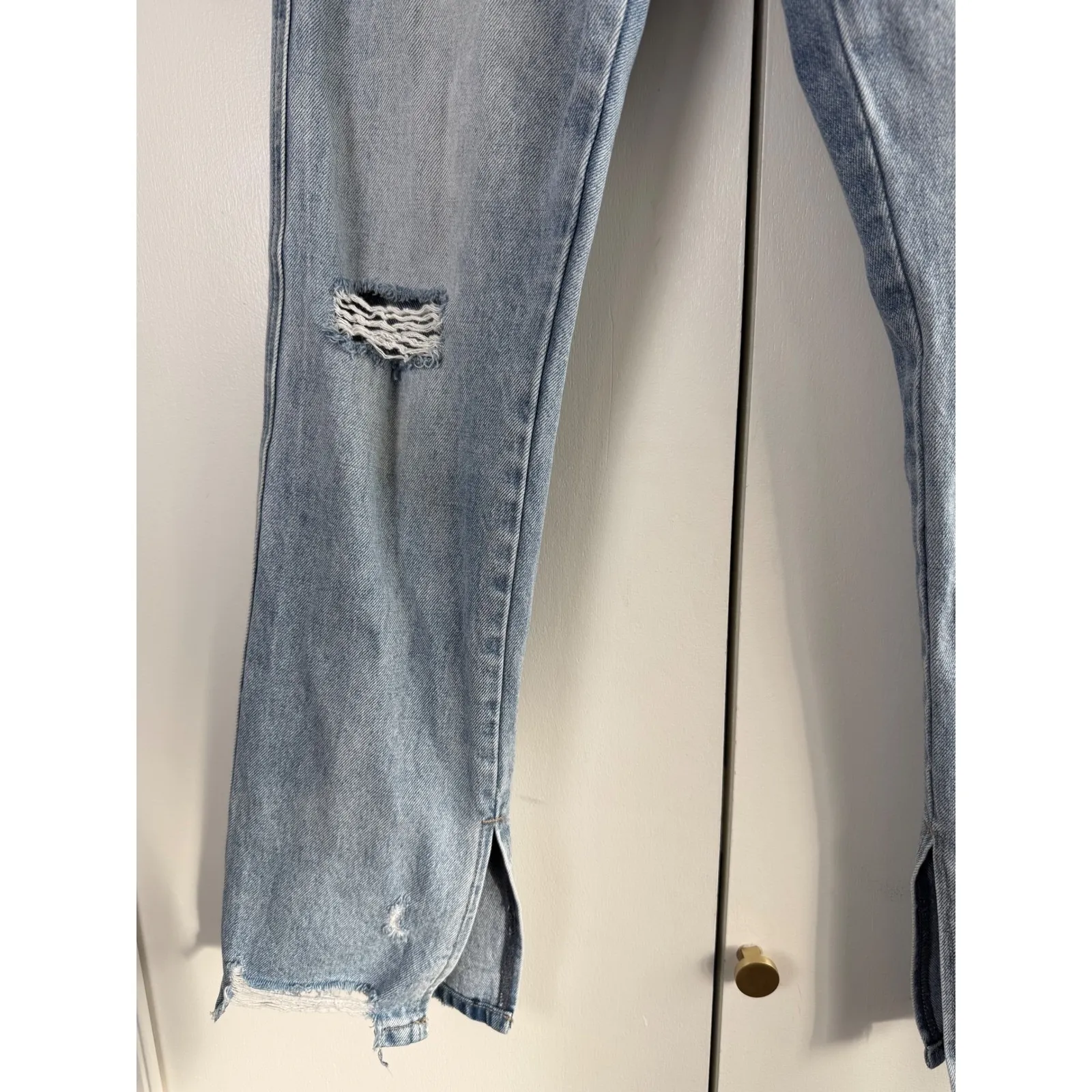 VERVET‎ Women Light Wash Distressed Flare Jeans | Side Slits Size 26 | Boho Chic - Image 4