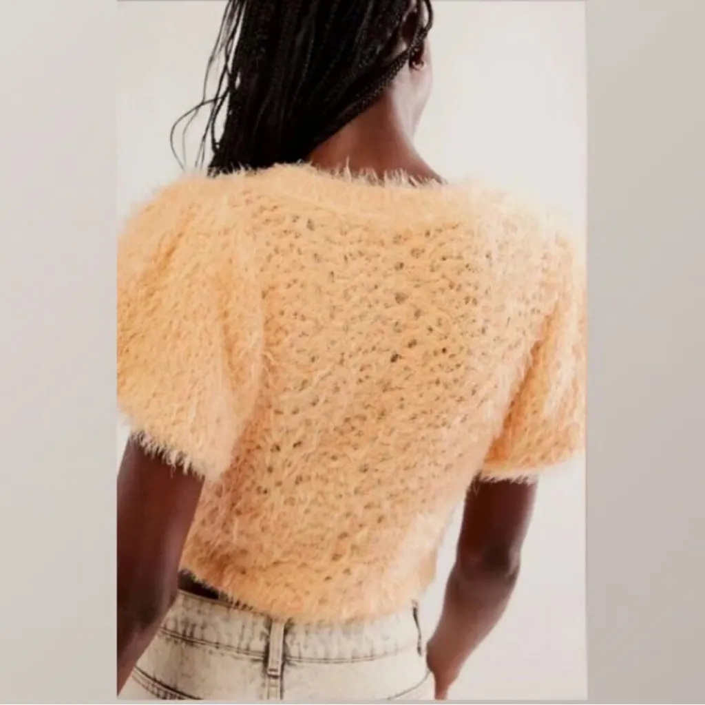 Free People | Sweet Deets Eyelash Sweater in Peach, XS - Image 3