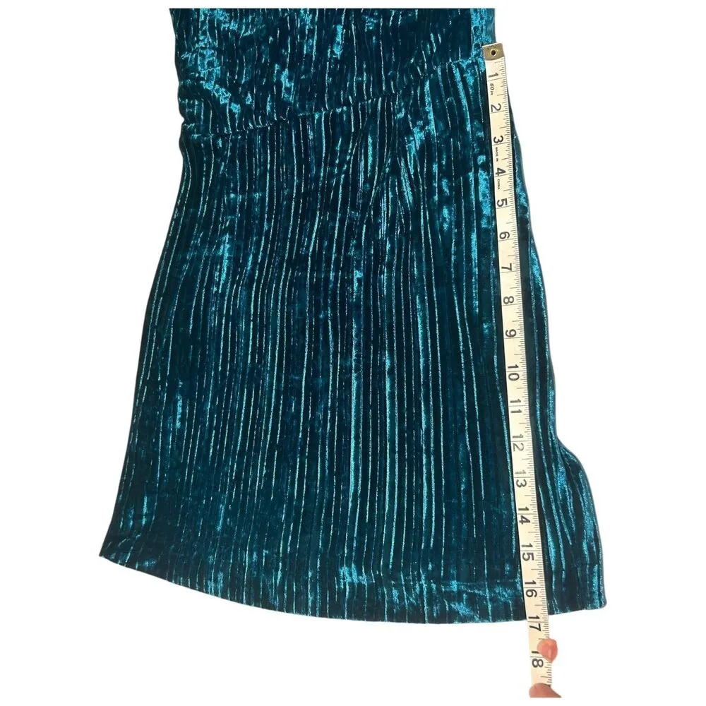 New Revolve NBD Abriel Mini Dress Velvet Teal Blue Green Size M Halter - Image 12