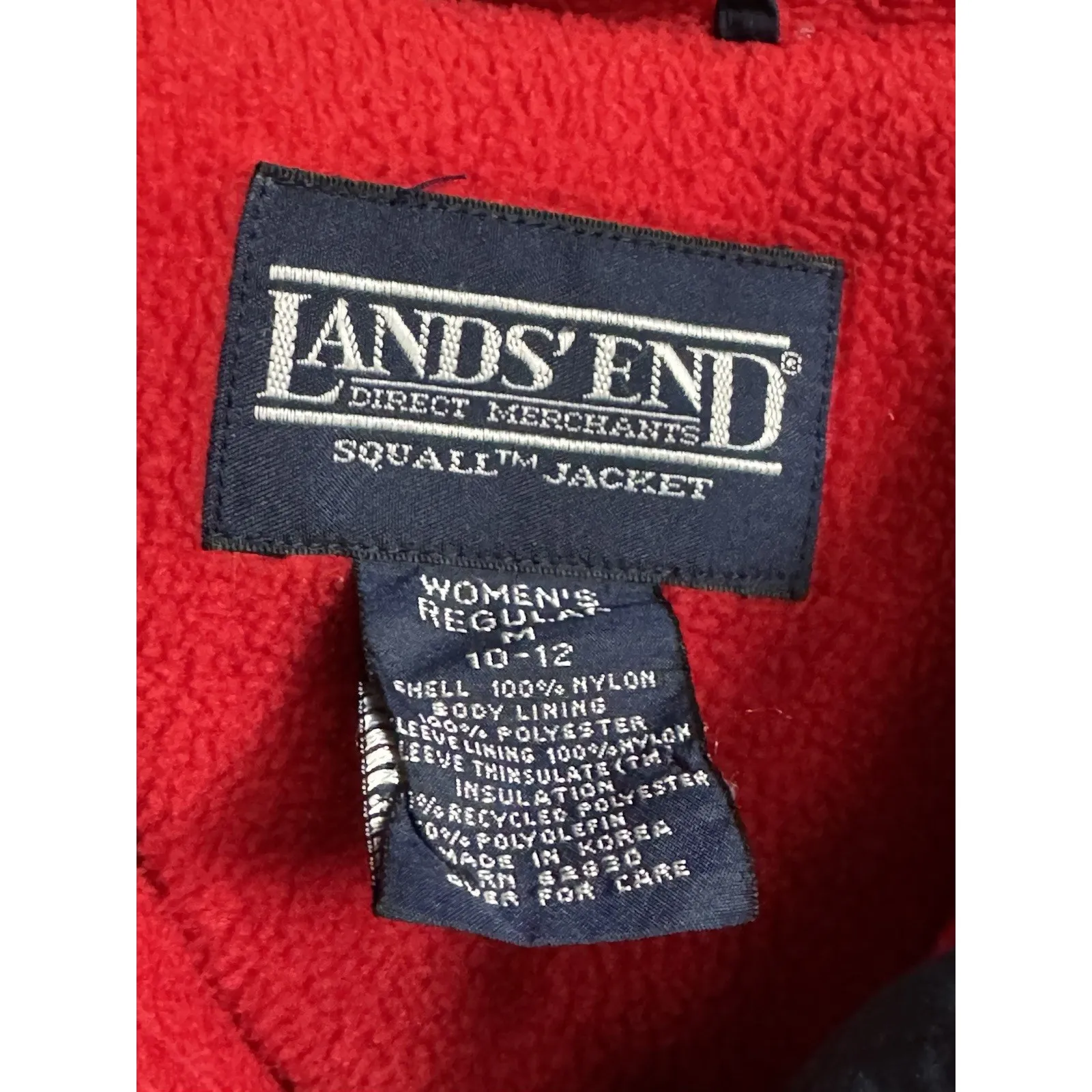 VTG Lands End Navy Full Zip Squall Jacket Womens Sz M 10-12 Fleece Lining READ - Image 3