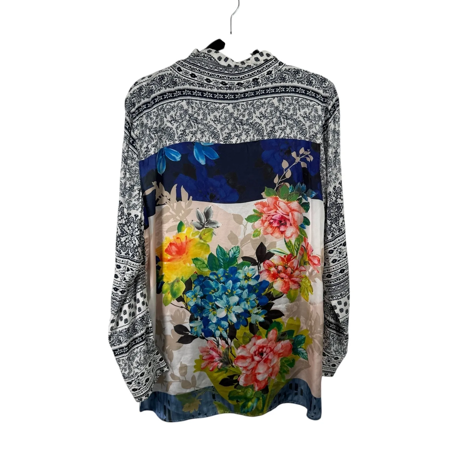 John Mark Floral Long Sleeve Button Front Blouse Boho Artsy Office Womens Large - Image 6