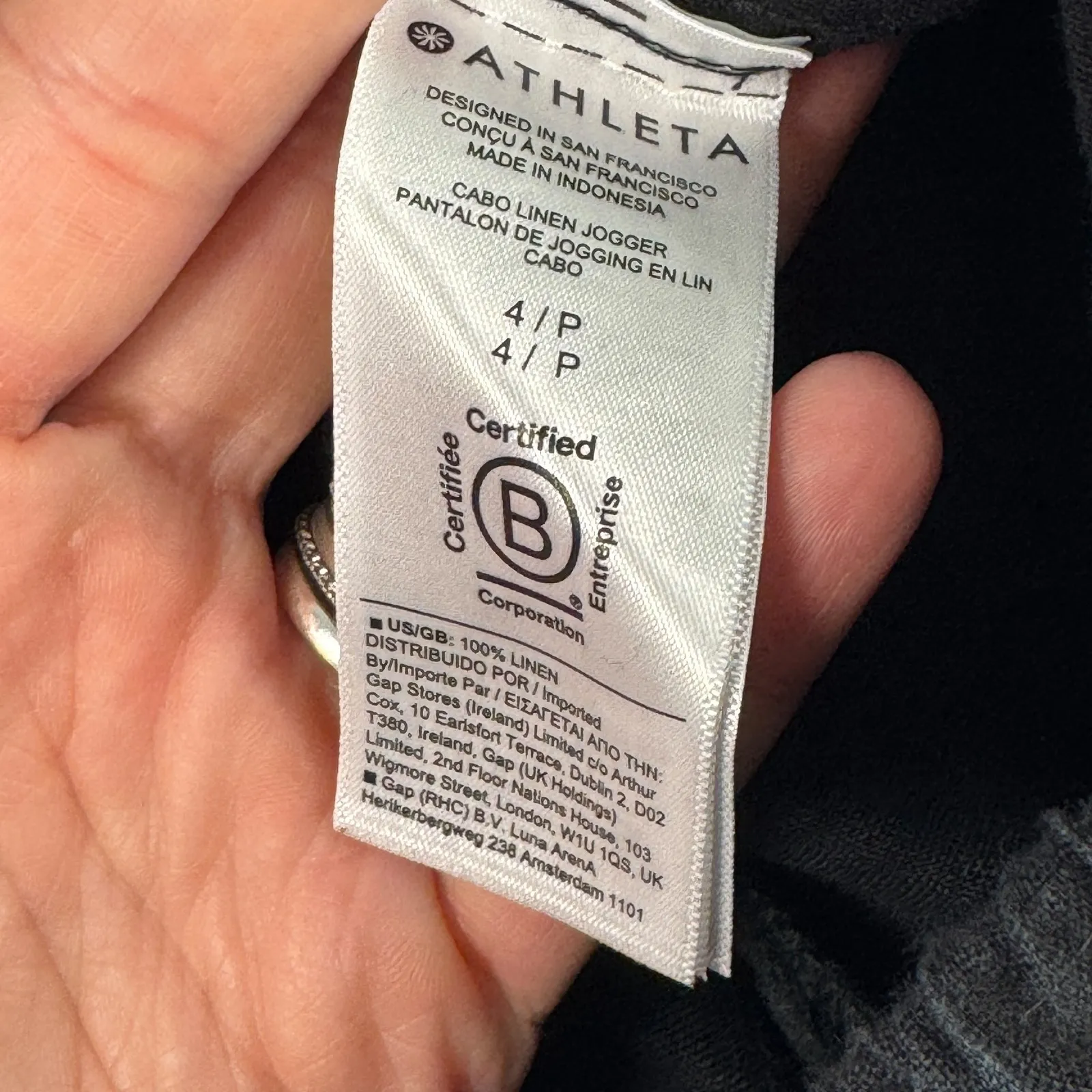 Athleta Cabo Linen Jogger Pants Black‎ Sz 4 Drawstring Lightweight Boho READ - Image 4