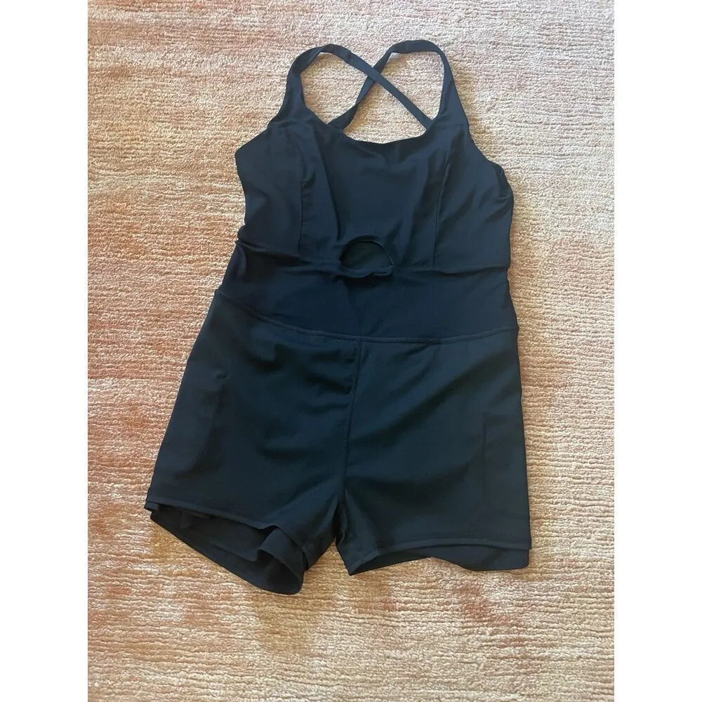 Nylon Romper Black Jumpsuits & Tracksuits for Women Sleeveless One Piece Sz L Size L - Image 5