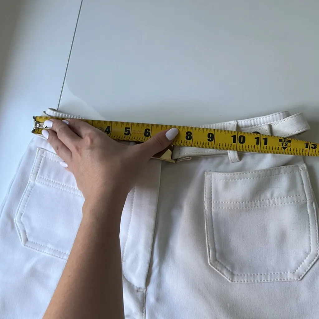 H&M women US 4 High waist ivory shorts with belt gold accent elegant fabric Y2K - Image 7