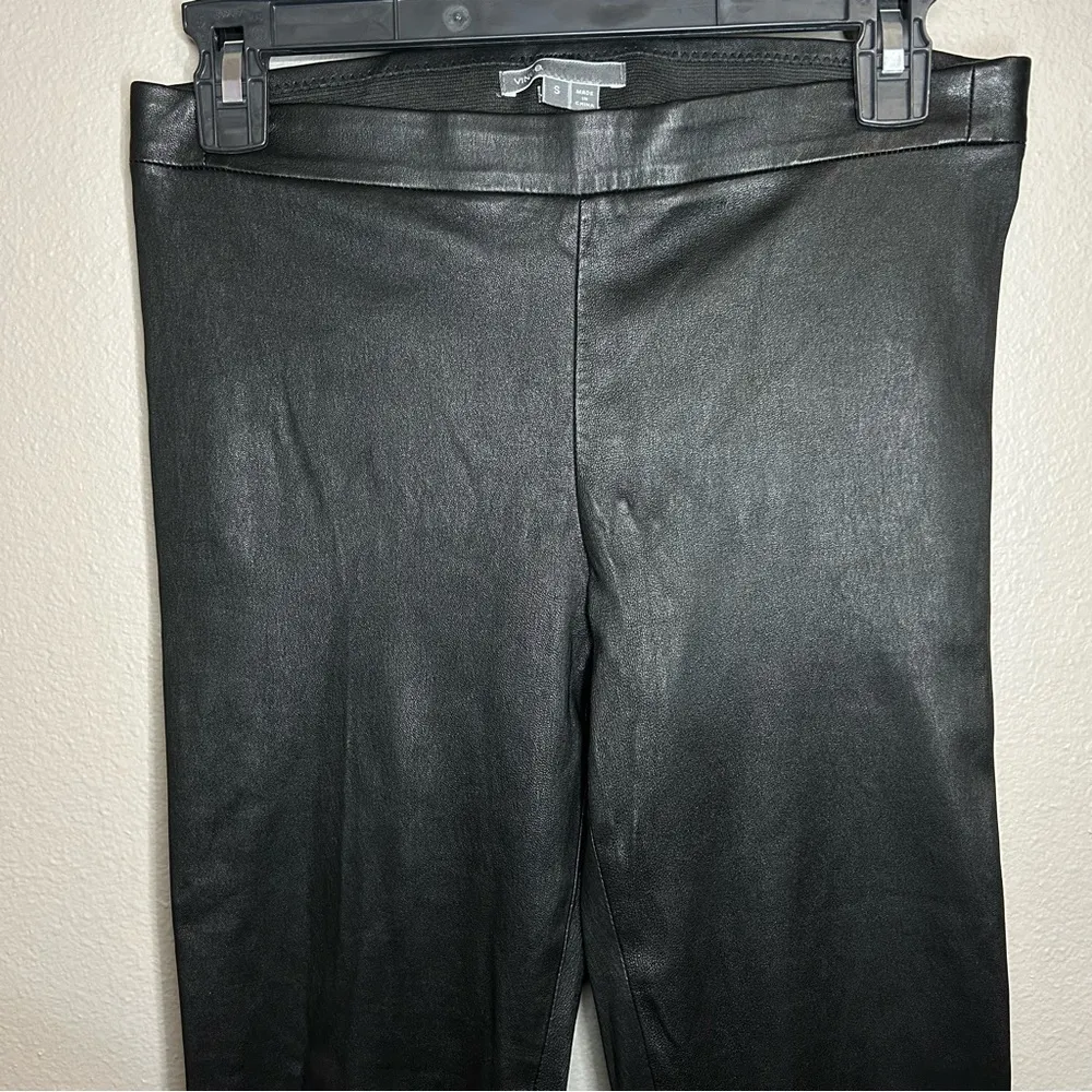 Vince Slim Fit Black 100% Leather Moto Legging Ankle Zip Trousers size small - Image 5