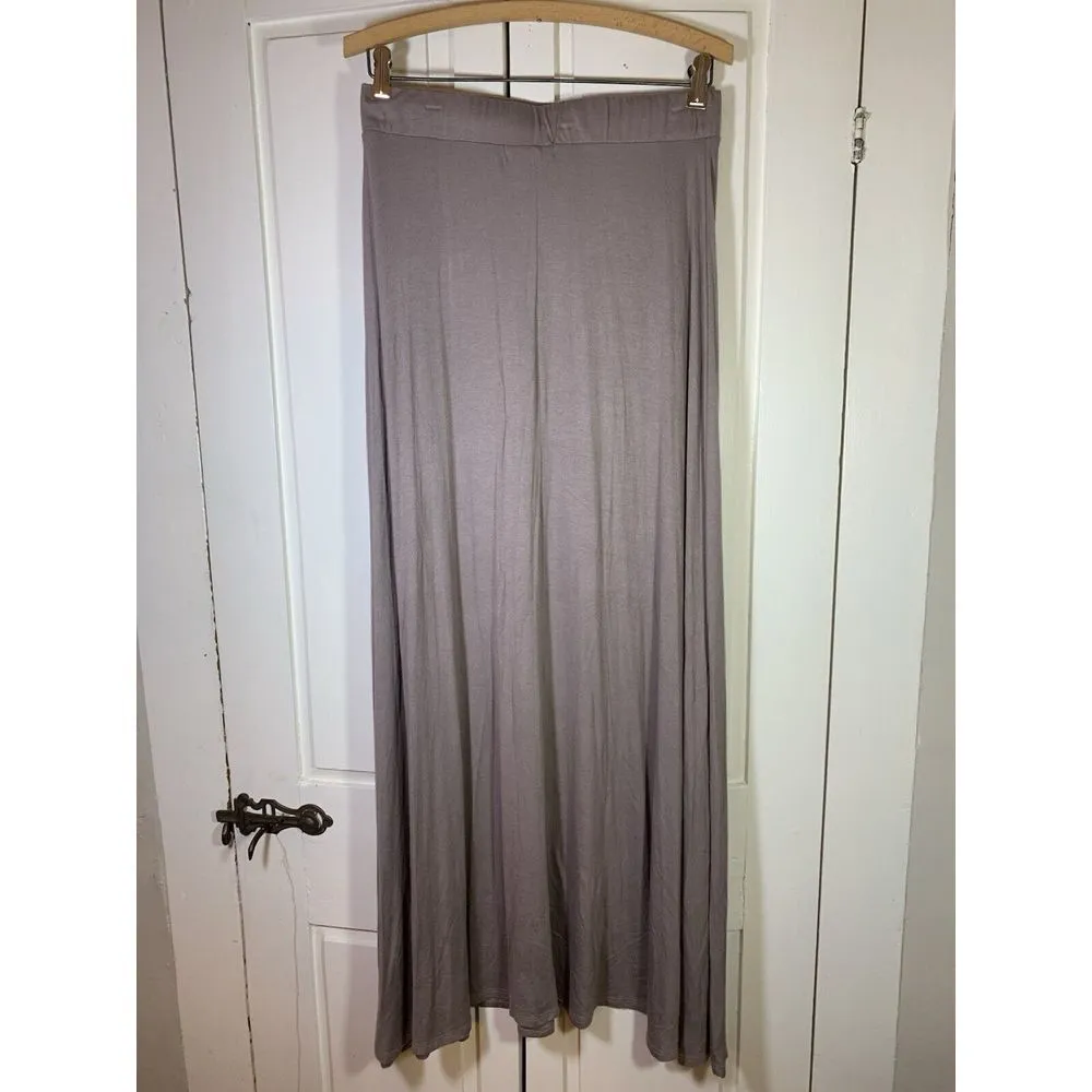 Lock & Love Neutral Long Maxi Skirt Size Large Pull On Elastic Waistband Minimal Tan - Image 3