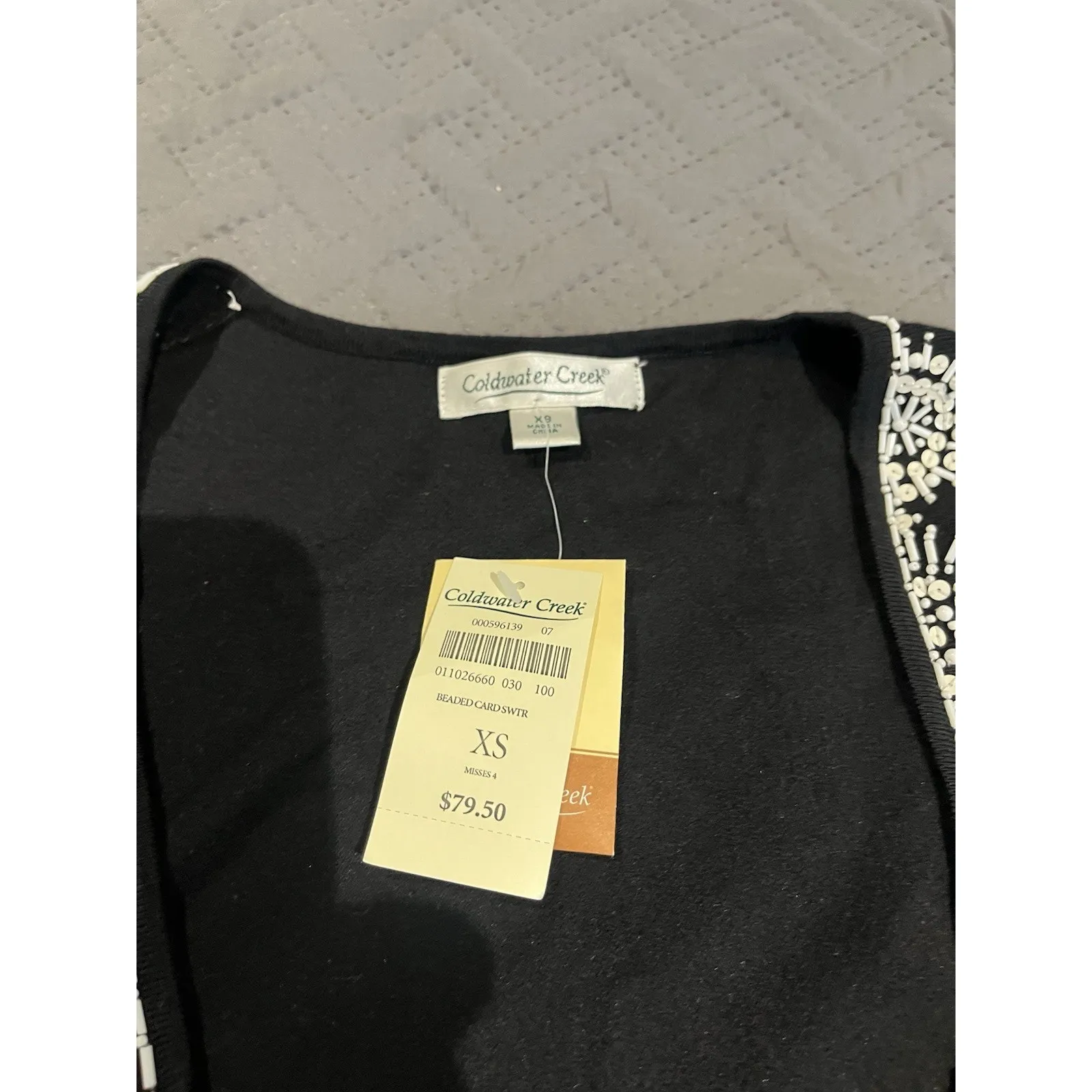 Coldwater Creek Women's XS white bead sequin embroidery cardigan sweater - Image 6