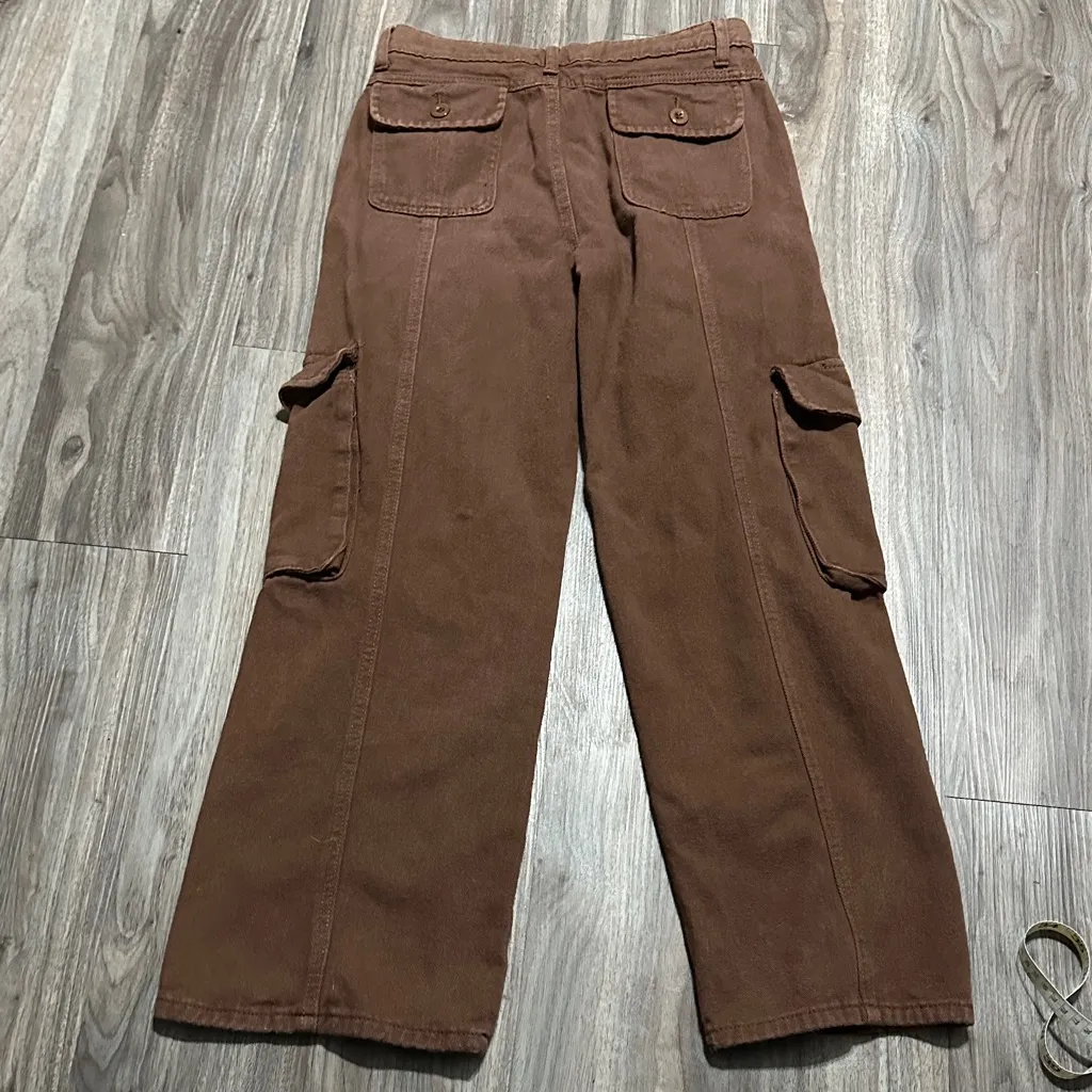 Women's Brown Wide Leg Cargo Jeans Size 0 - Image 7