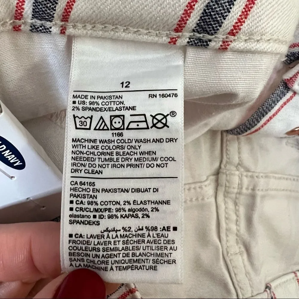 Old Navy Mid Rise Button-Fly Multi-Stripe Jean Shorts Size 12 - Image 8