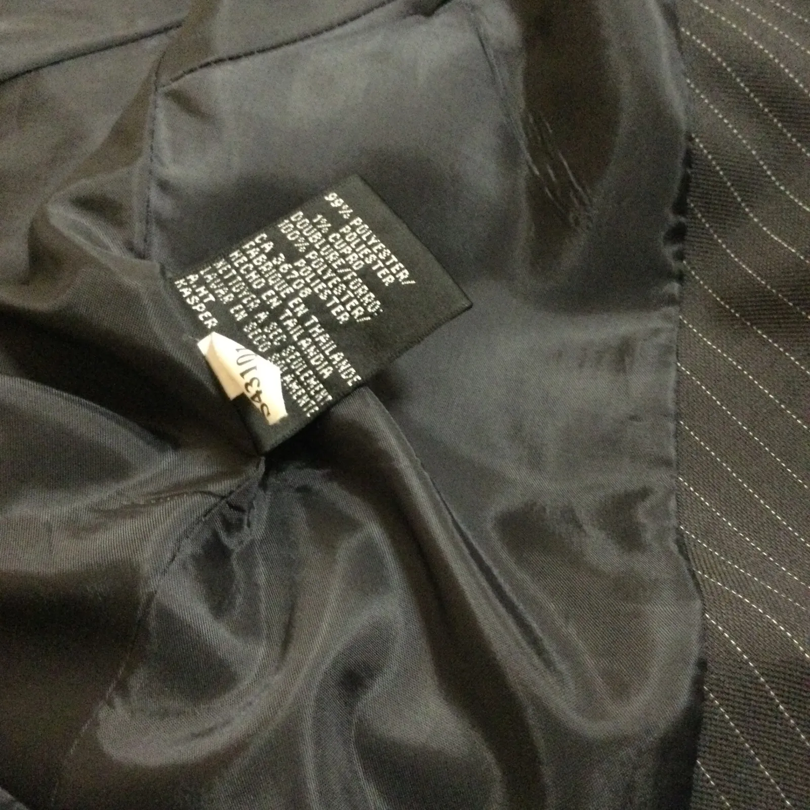 Kasper PetiteBlazerJacketWomen's Dark Pinstripe Collarless BusinessCasual Size S - Image 8