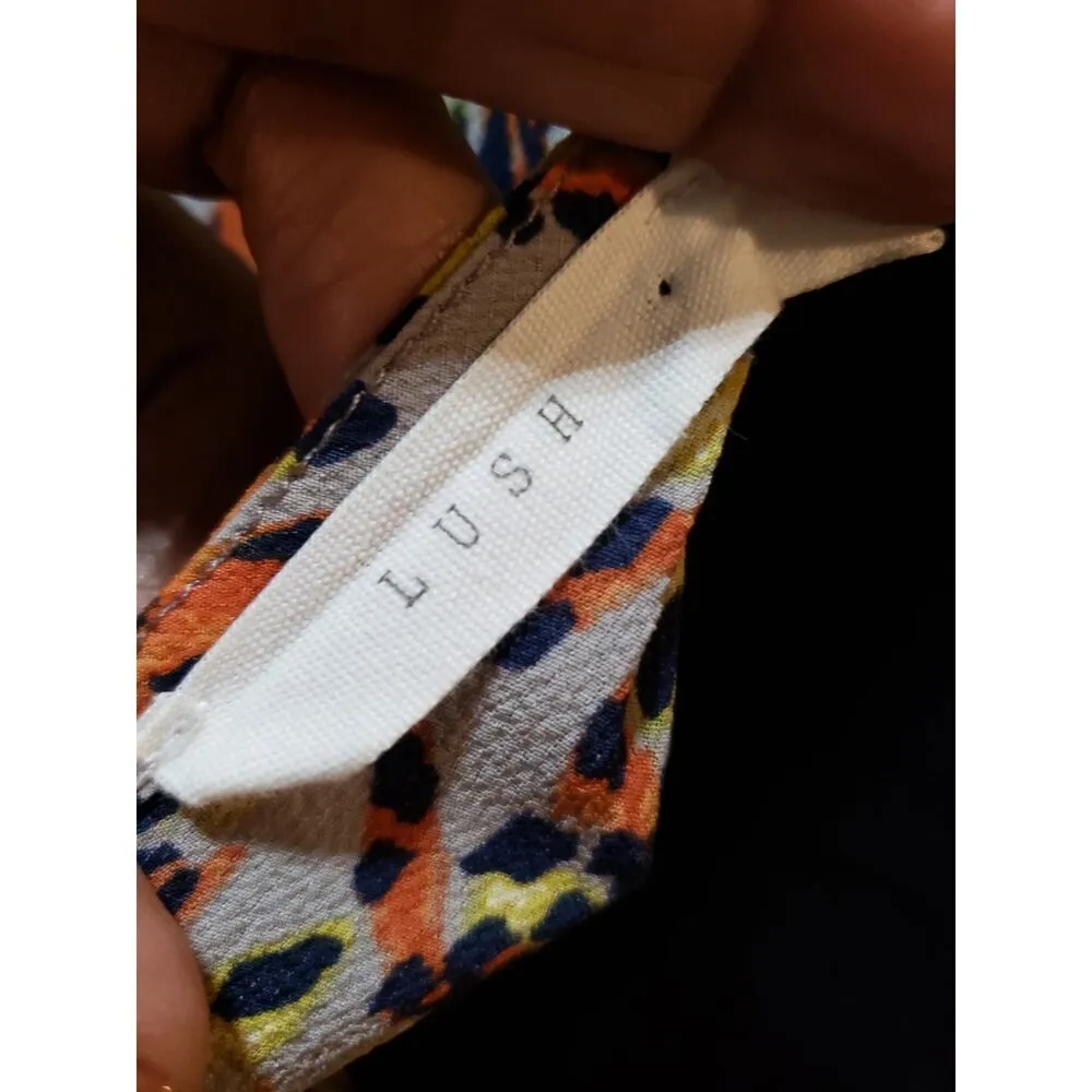 Lush Blouse Women Small Multicolor Leopard Wrap Front Long Sleeve V Neck Top - Image 9