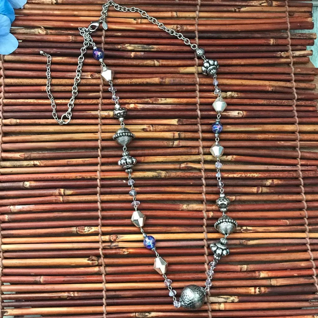 Chico’s Long Silver Tone Beaded Necklace - Image 6