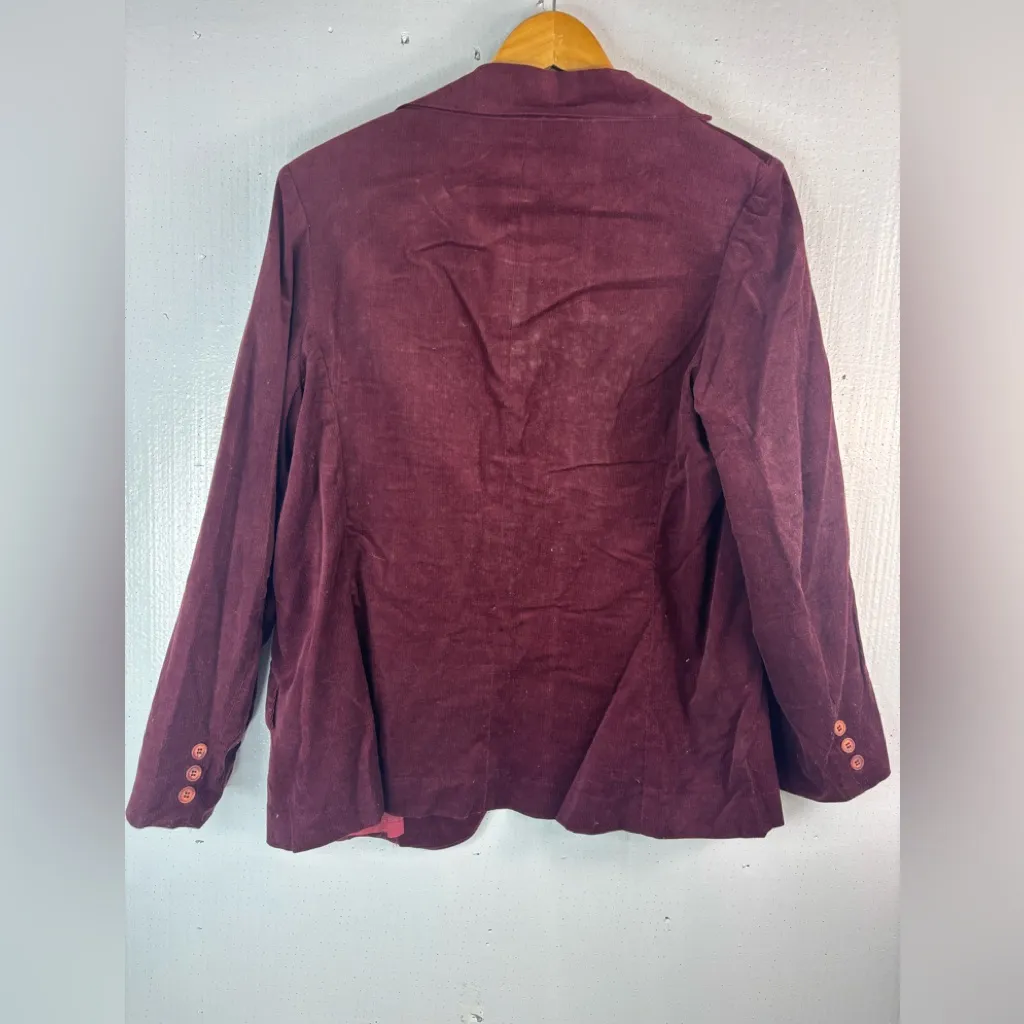 Contempo L Vintage Corduroy Lined Blazer in Burgandy Wine - Image 4