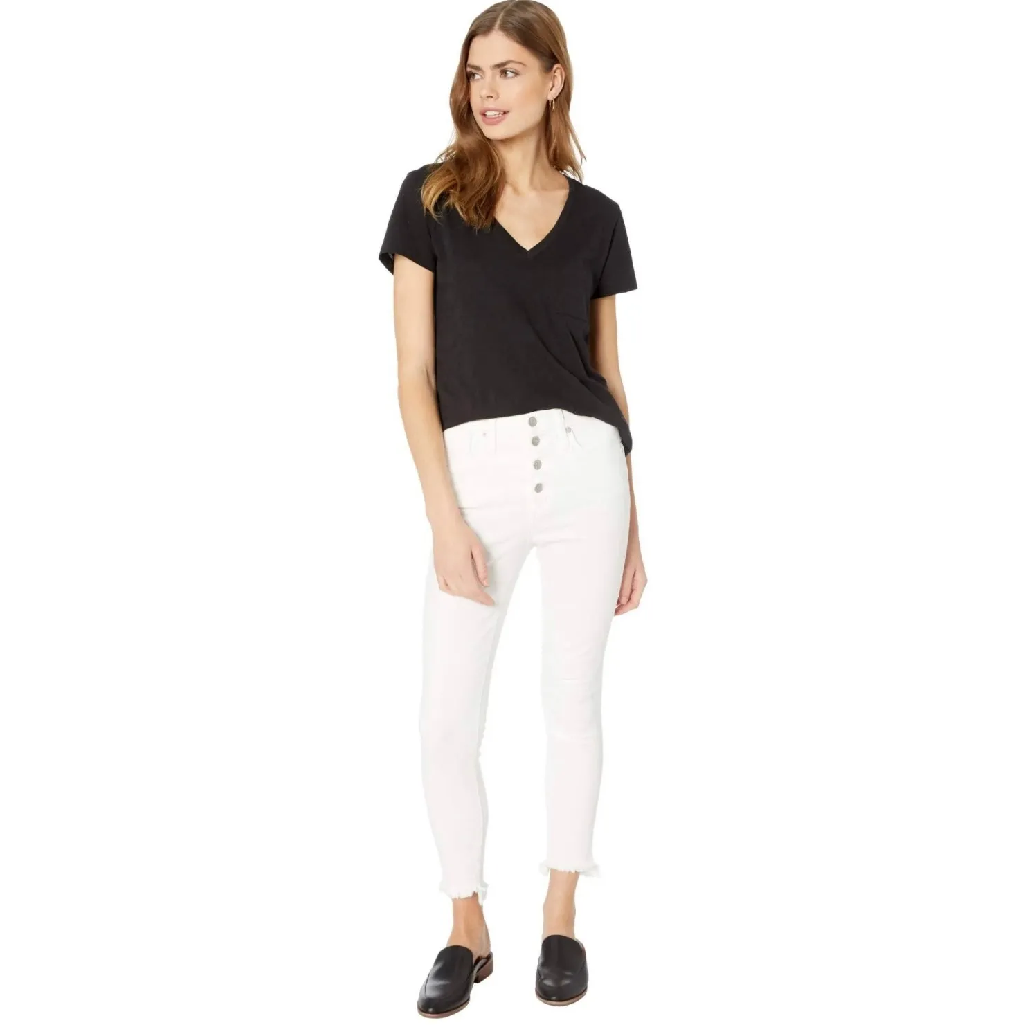 Madewell 10" High-Rise Skinny Jeans in Pure White: Step-Hem Edition 27 - Image 2