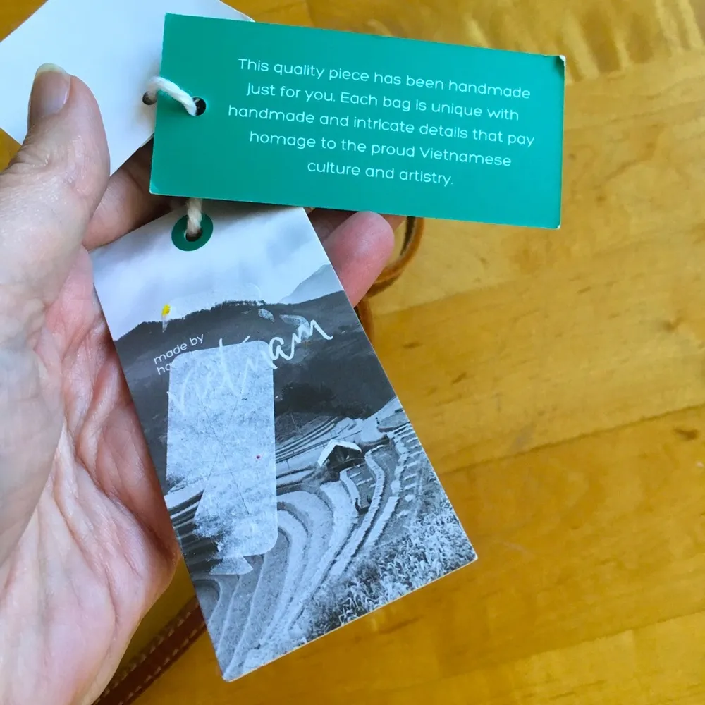 Two Tone Round Rattan Straw Wicker Shoulder Purse Bag, Tan, Khaki Tan - Image 8