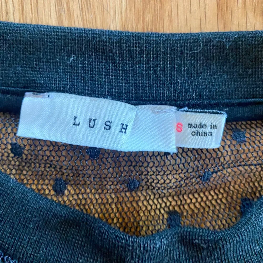 Lush Sheer Black Lace Whimsygoth Polka Dot T-Shirt Blouse Womens Small - Image 9