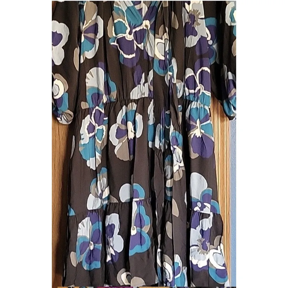 New Ophelia Roe Women Size XL Midi Dress Gathered Waist Belt Cruise Vacay Modest - Image 2