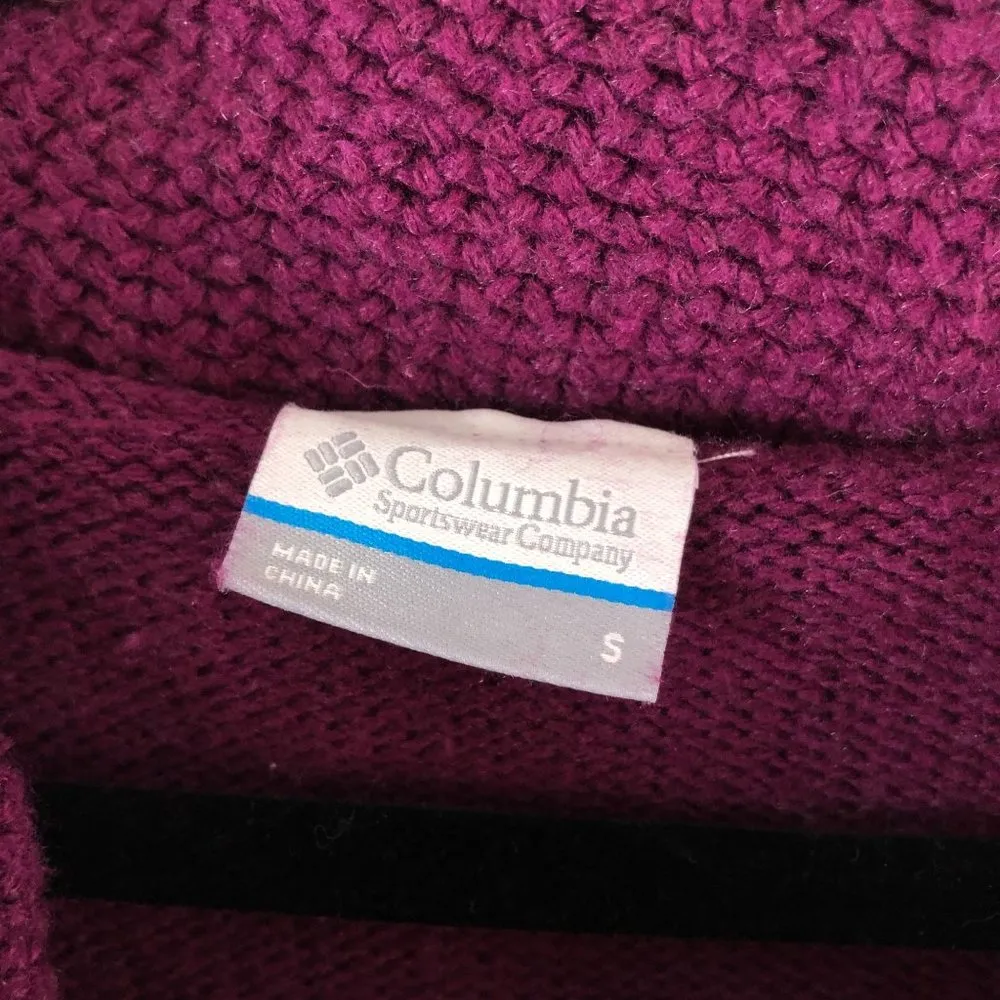 Columbia Womens Sweater Cowl Neck Chunky Knit Cotton Wool Blend Purple S - Image 3
