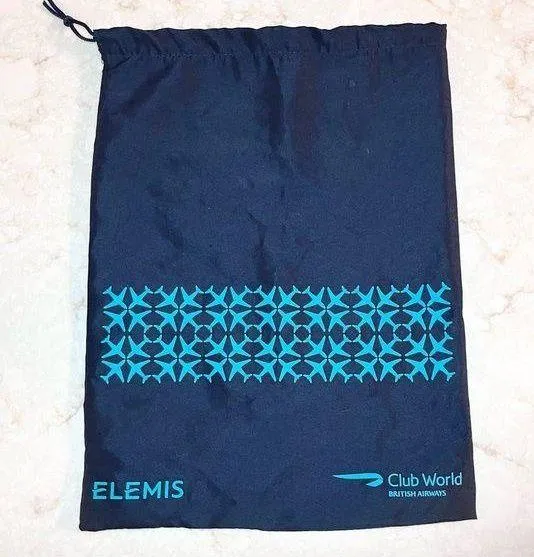 ELEMIS Club World British Airways Drawstring Dust Bag Navy Blue Plane Cosmetics - Image 1
