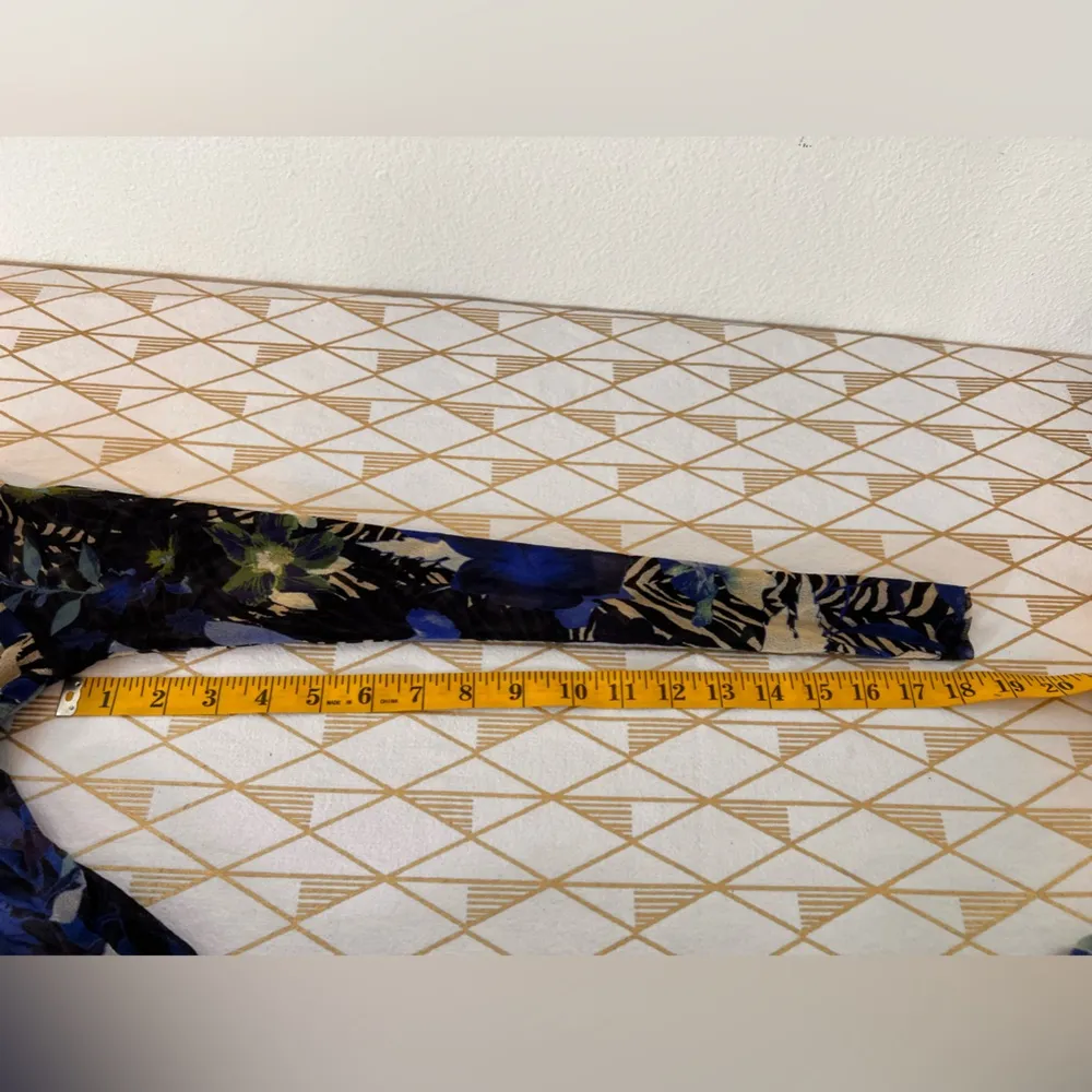 FUZZI Tulle Mesh Floral Bodycon Faux Wrap Dress Size S - Image 15