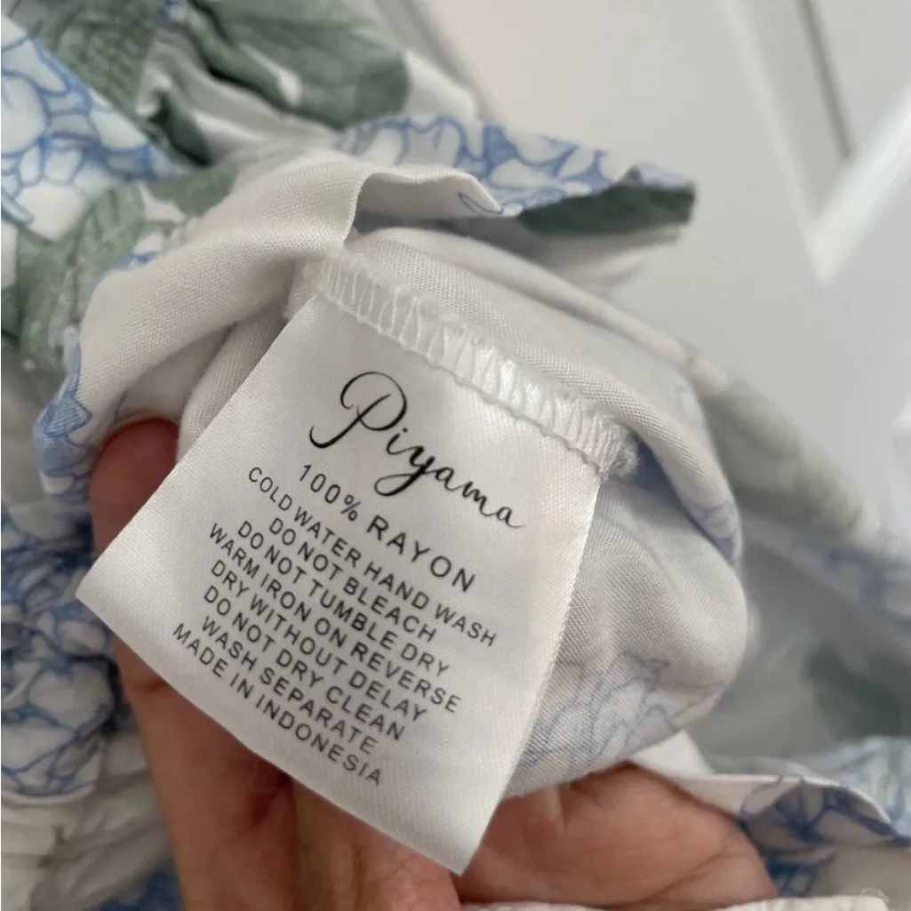 Piyama Romper Womens Small White Floral Wrap Ruffle Hem 3/4 Sleeve V Neck Boho - Image 7