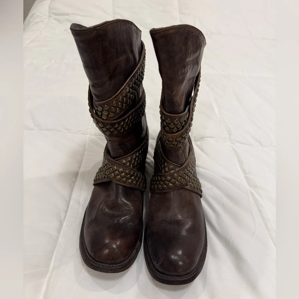 **Five Worlds by Cordani "Sanchez Ville" Studded Boots – Size 9.5B** Brown - Image 3