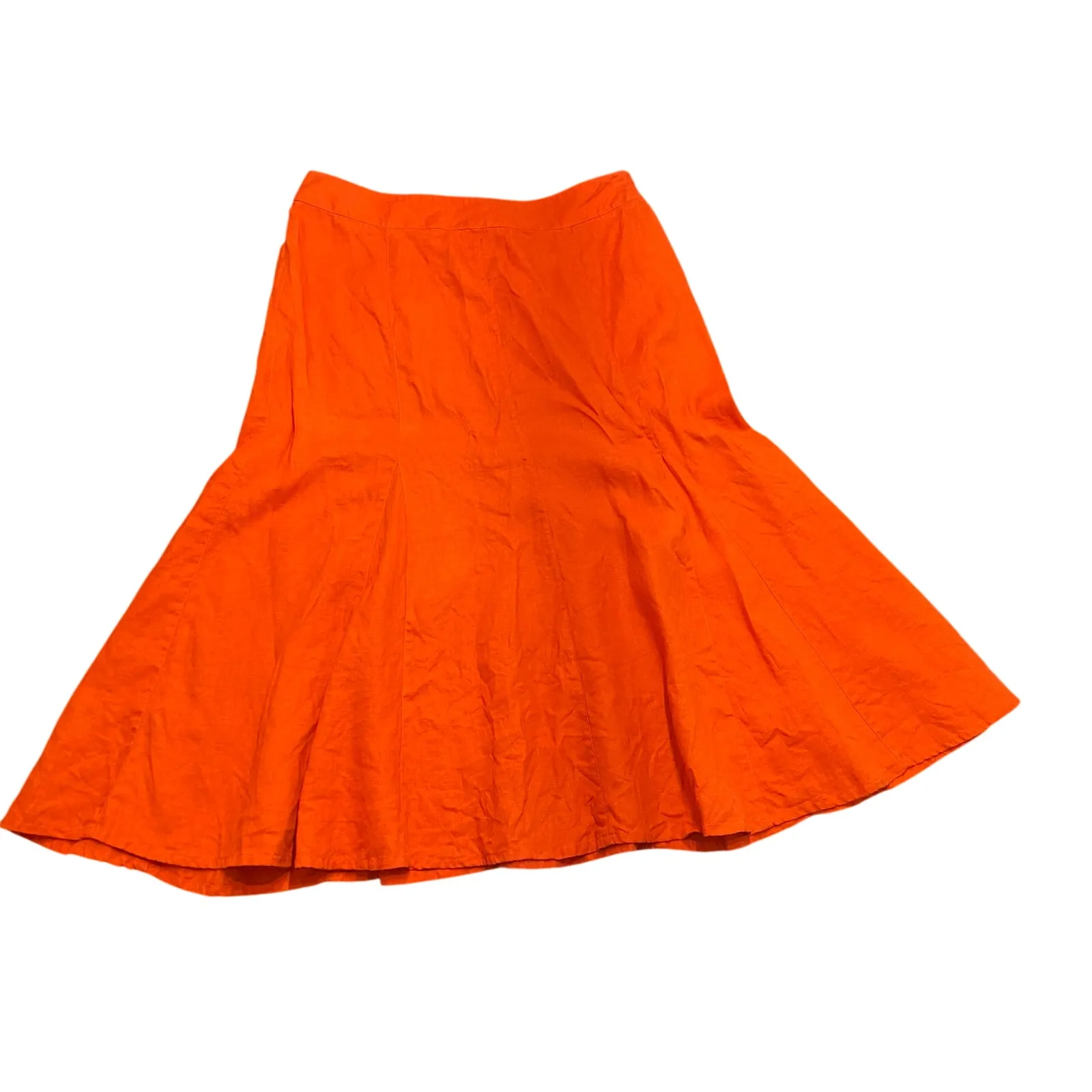 JM Collection 100% Linen Burnt Orange Flared Midi Skirt Size 16 earthy cottage - Image 2