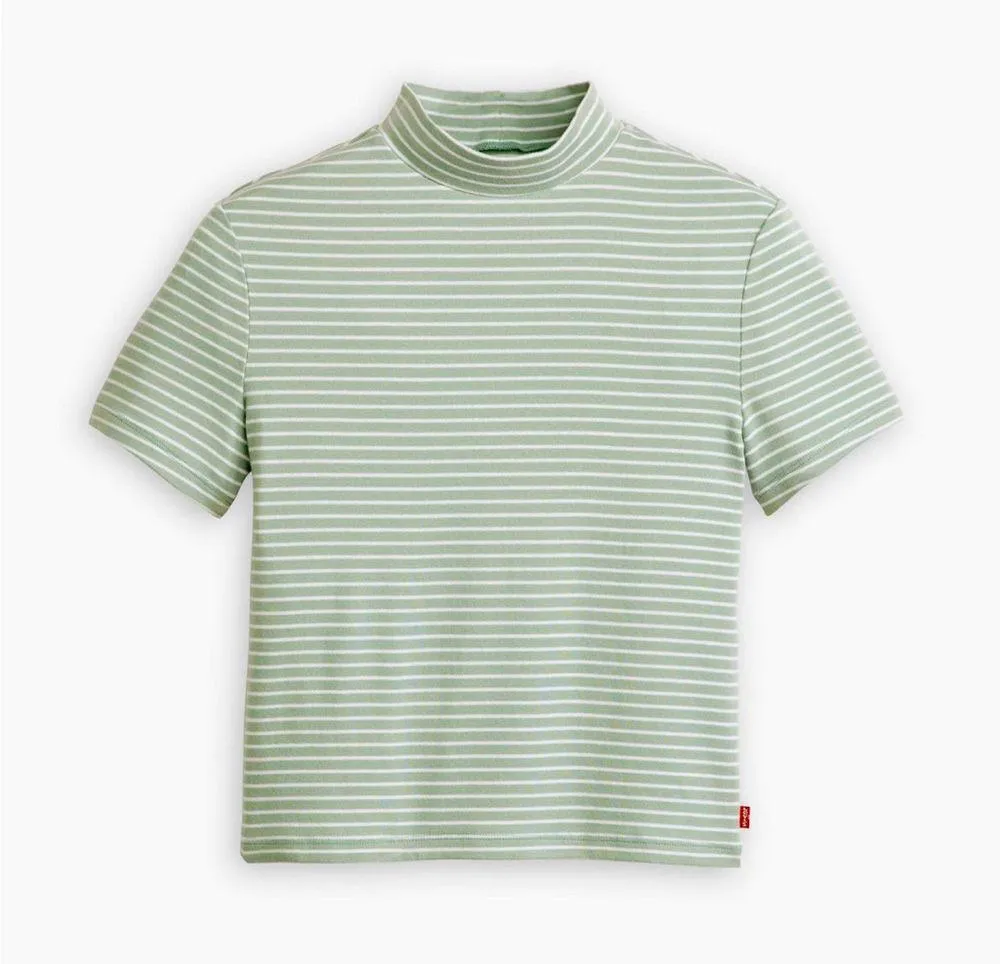 Women’s Levi’s Effortless Short Sleeve Striped Green Women's Top Size XL NWT - Image 3