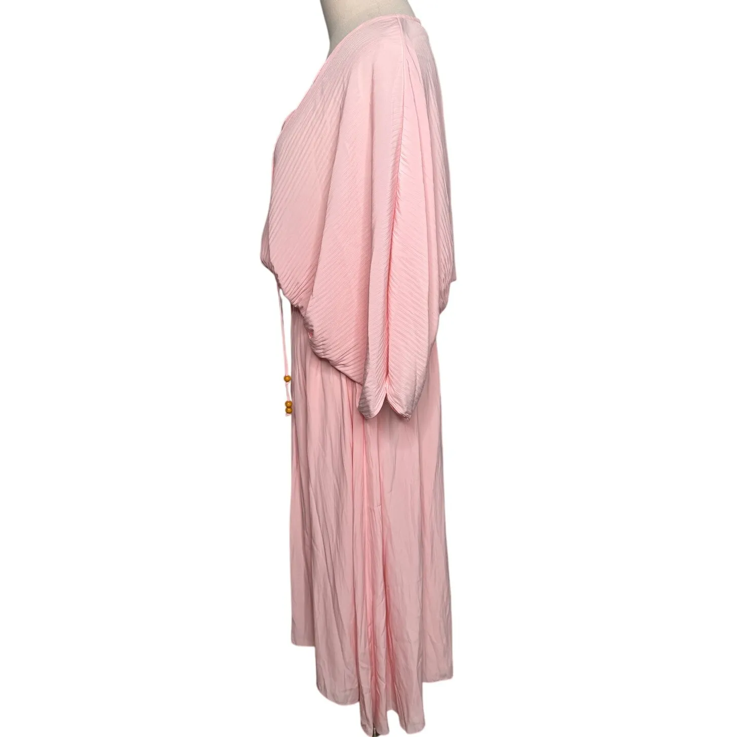 Ramy Brook Harmonie Dress Candy Pink Elegant Midi Pleated Batwing Sleeve size S - Image 6