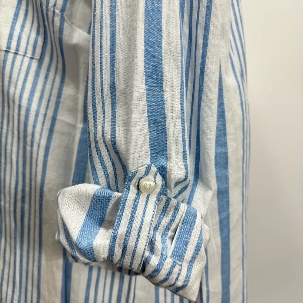 Keren Hart Blue & White Striped Button Down Oxford Shirt Size Extra Large NEW - Image 5