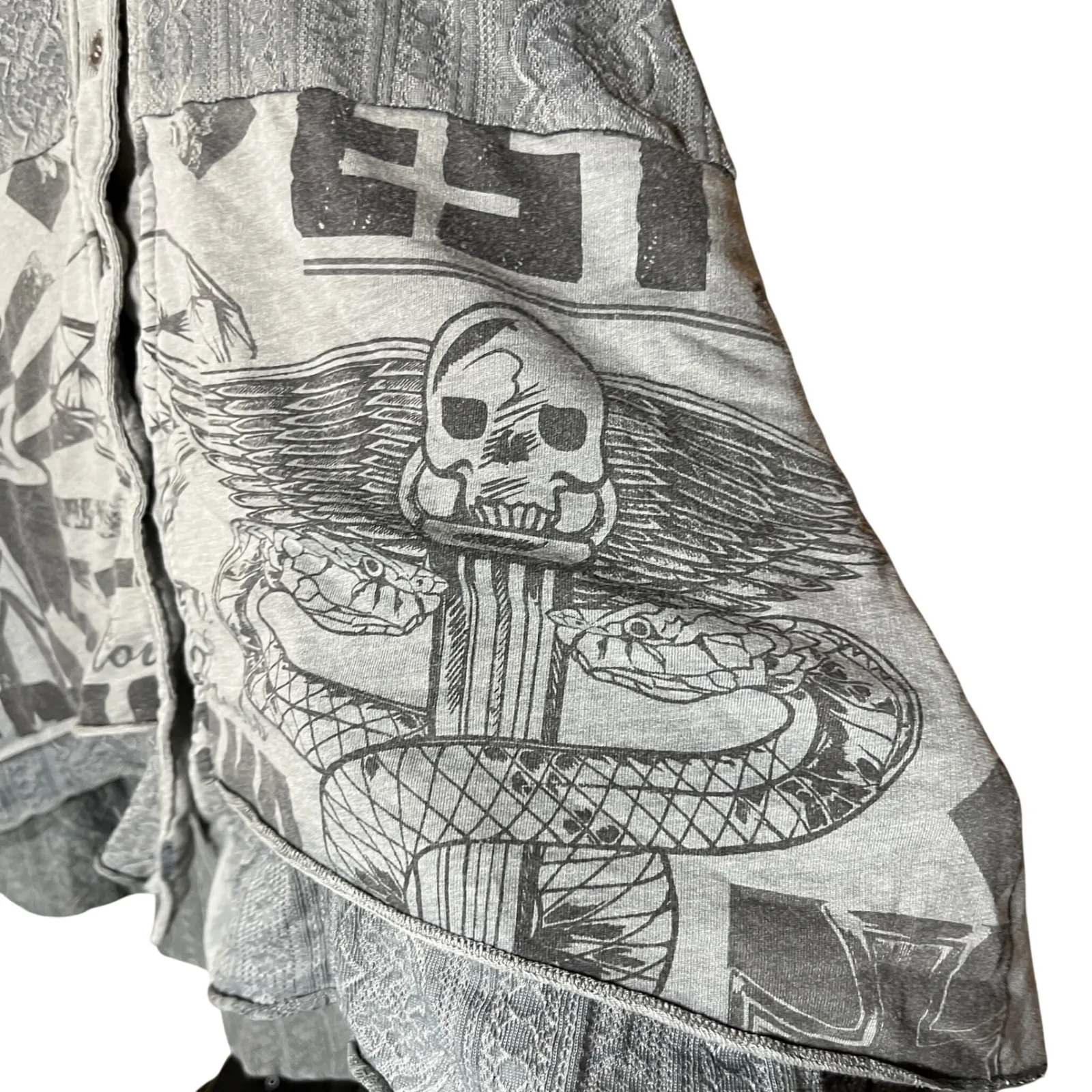 Crash and Burn Womens Graphic Print Sleeveless Hooded Tunic Top Shirt M Gray Size M - Image 3