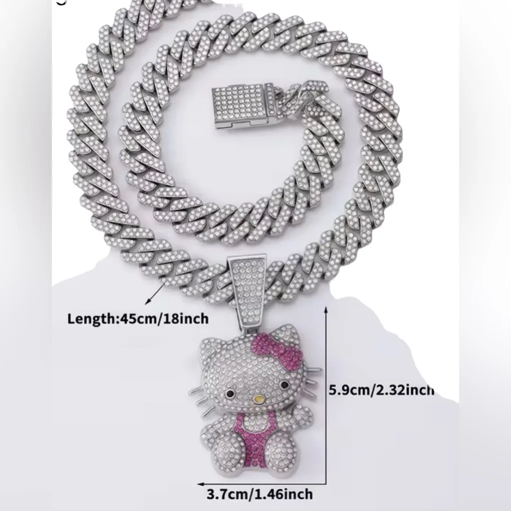 HELLO KITTY BLING NECKLACE WITH CHARM Silver - Image 4