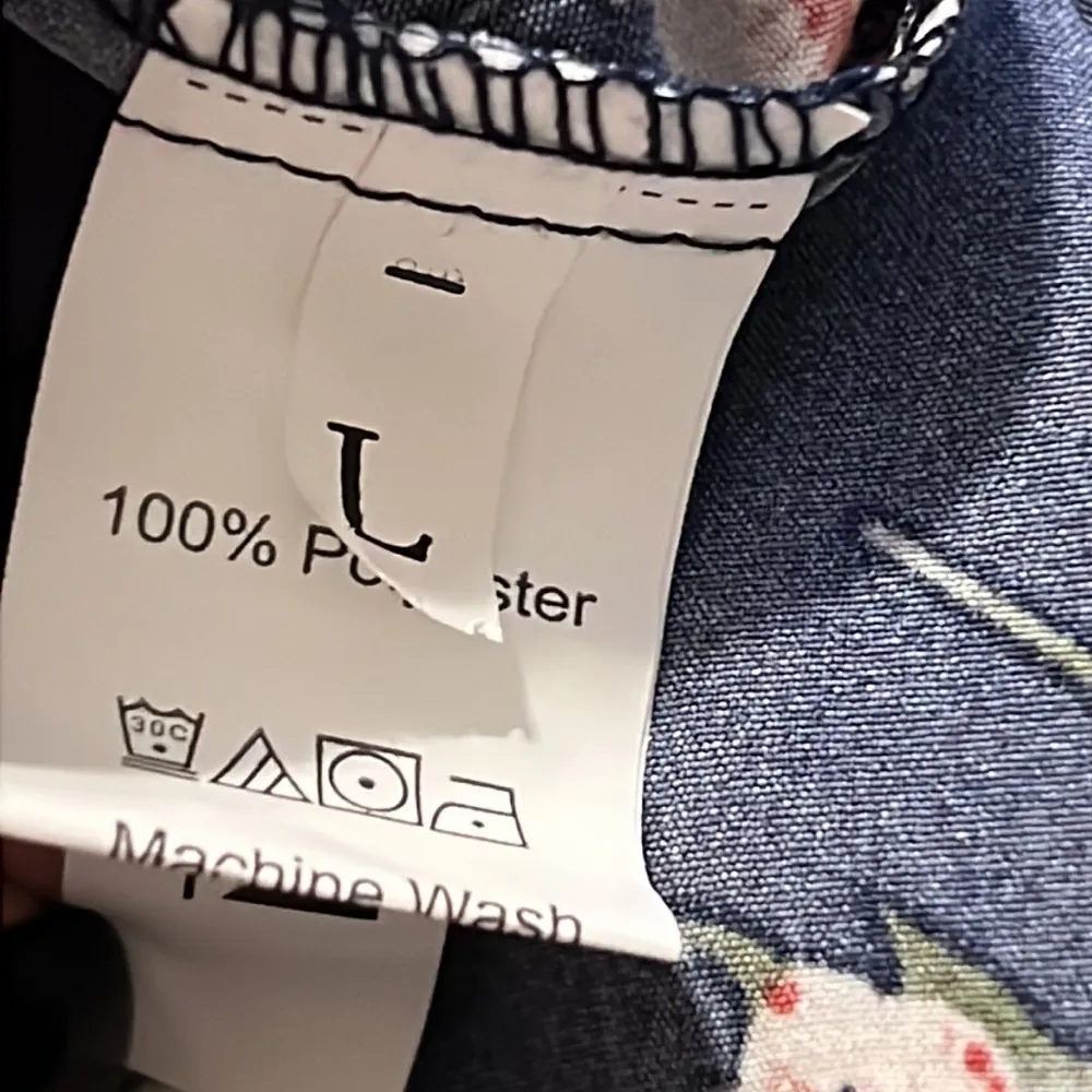 SHEIN large womens sundress dark blue floral print spaghetti strap elastic waist - Image 6