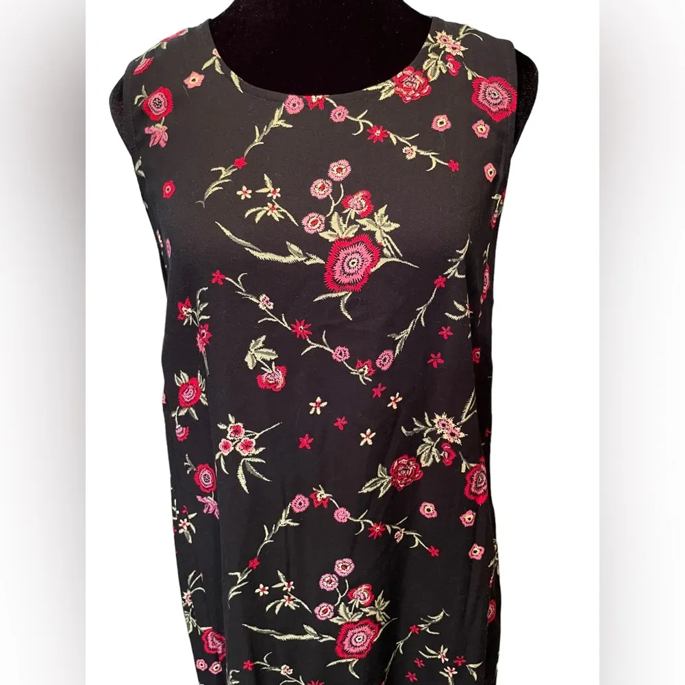 Victoria Holley Vintage 90s Black Whimsygoth Boho Witchy Hippie Rose Midi Dress - Image 2