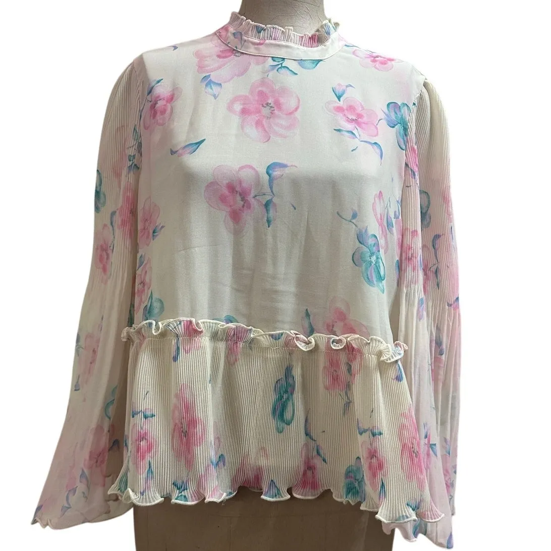 GANNI Pleated Floral Blouse - Image 5